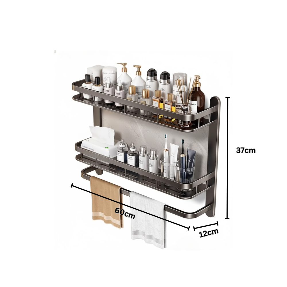 Multi-Purpose Wall-Mounted Aluminum Household Rack (60cm)