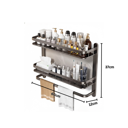 Multi-Purpose Wall-Mounted Aluminum Household Rack (60cm)