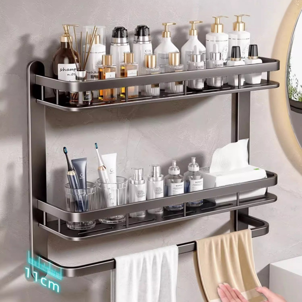 Multi-Purpose Wall-Mounted Aluminum Household Rack (60cm)