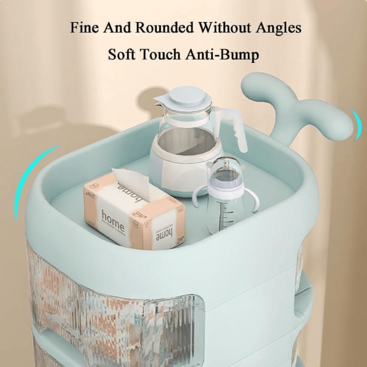 Multi-Layer Plastic Floor Storage Rack with Wheels (32cm)