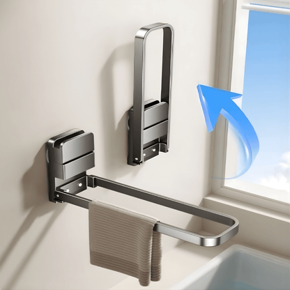 Space-Saver Suction Cup Foldable Metal Towel Rack