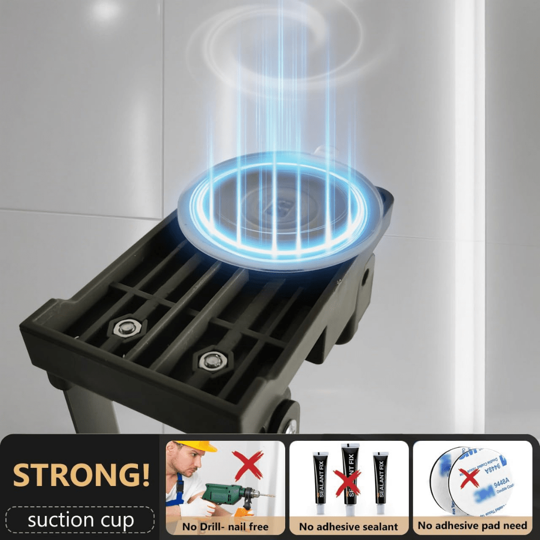 Space-Saver Suction Cup Foldable Metal Towel Rack