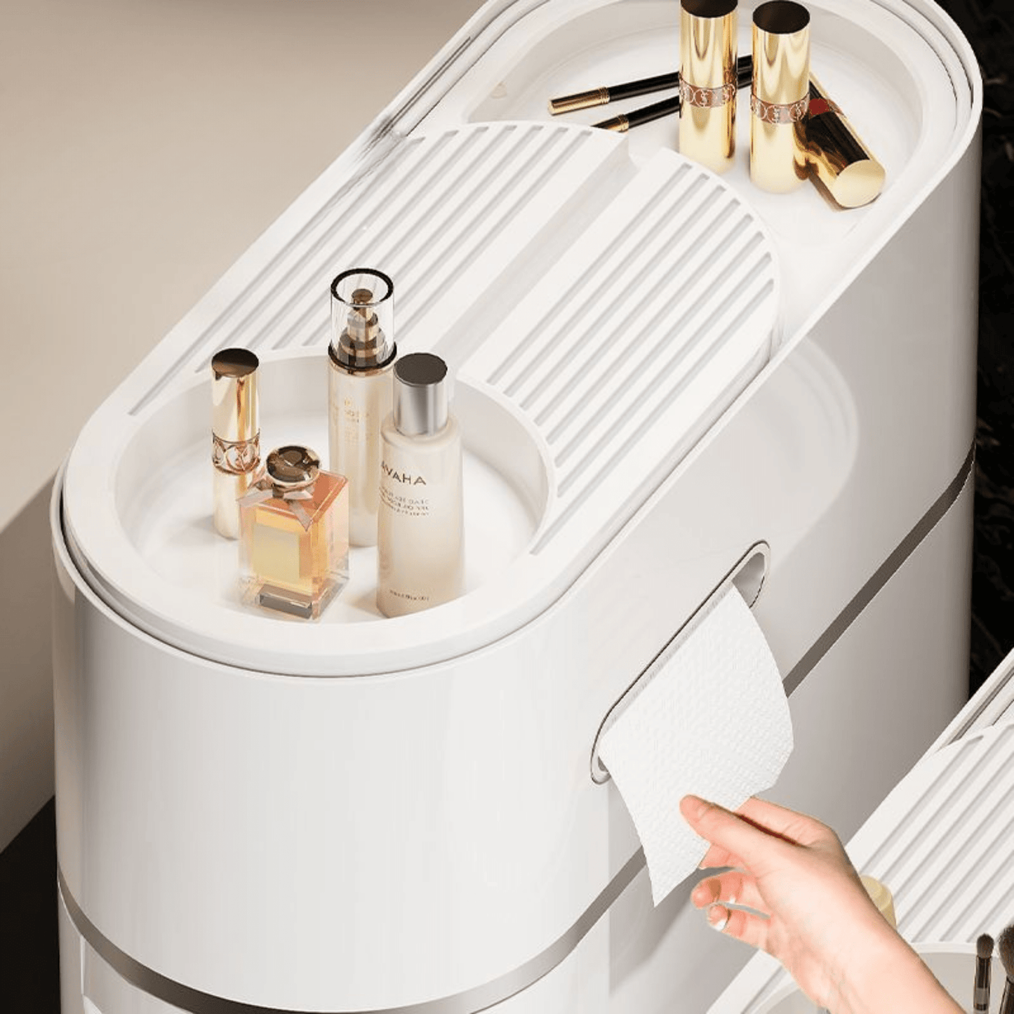 Multi-Layer Narrow Plastic Storage Cabinet with drawers