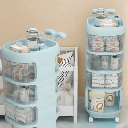 Multi-Layer Plastic Floor Storage Rack with Wheels (32cm)