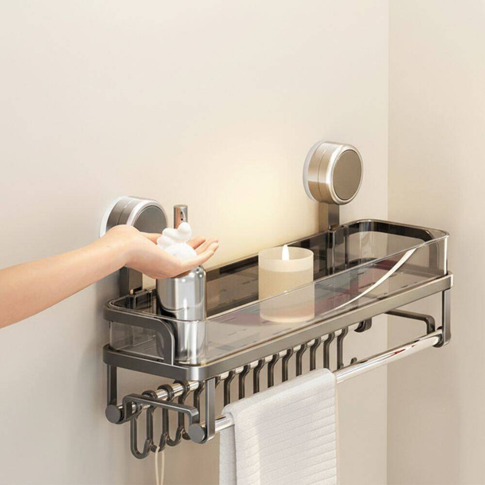 No-Drill Bathroom Counter Organizer for Skincare and Towels