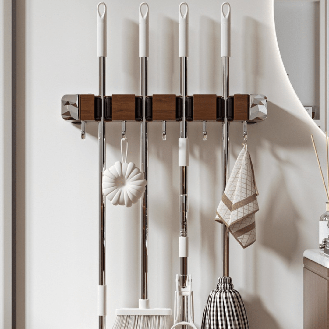 Multipurpose Wall-Mounted Storage Holder With Hooks