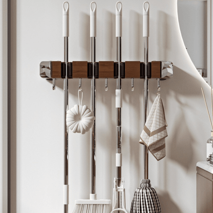 Multipurpose Wall-Mounted Storage Holder With Hooks