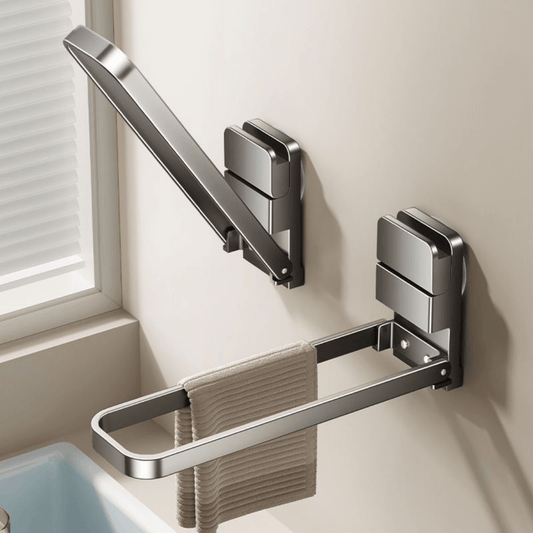 Space-Saver Suction Cup Foldable Metal Towel Rack