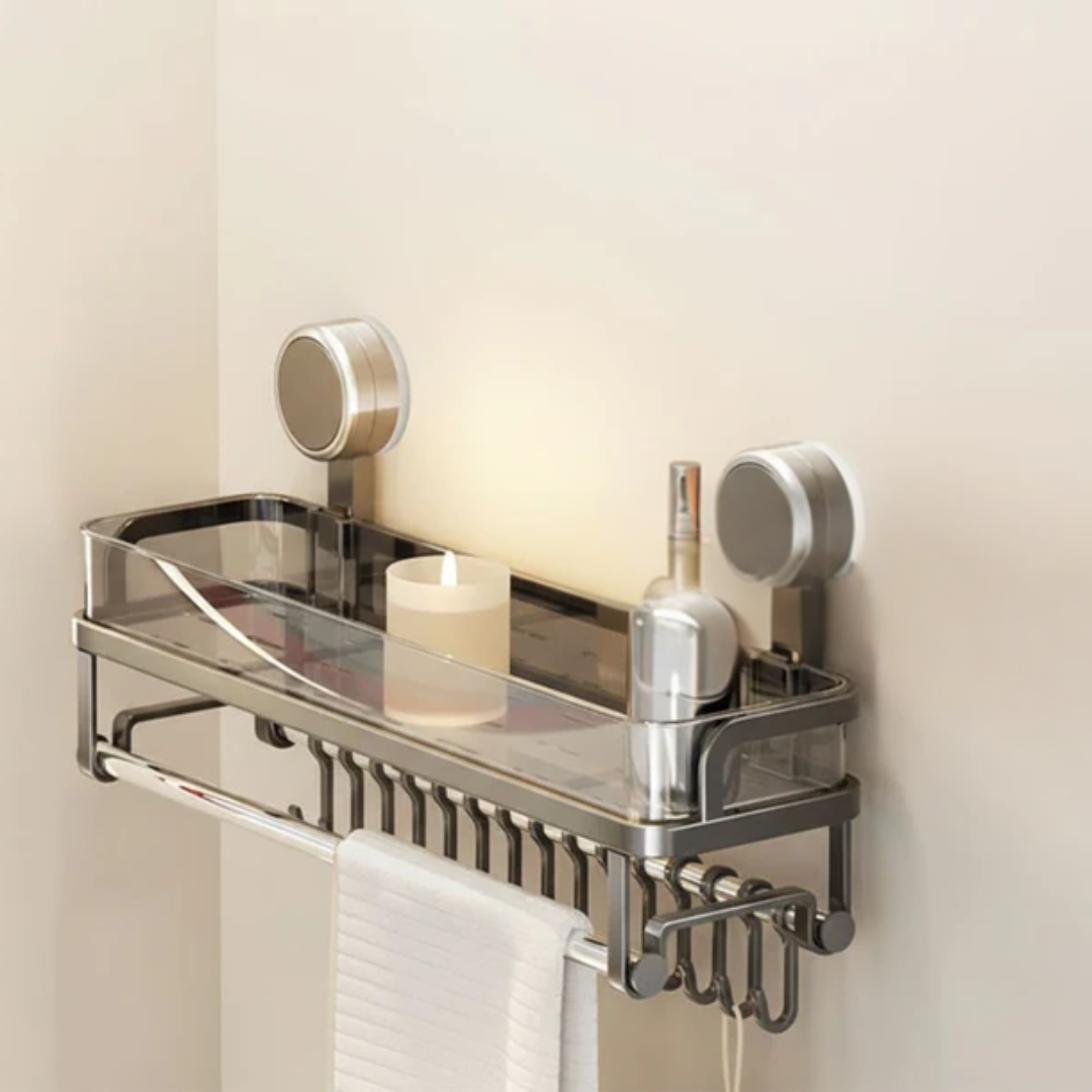 No-Drill Bathroom Counter Organizer for Skincare and Towels
