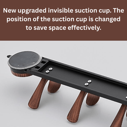 Wall-Mounted 5-Hook Rack with Vacuum Suction and Wood Finish