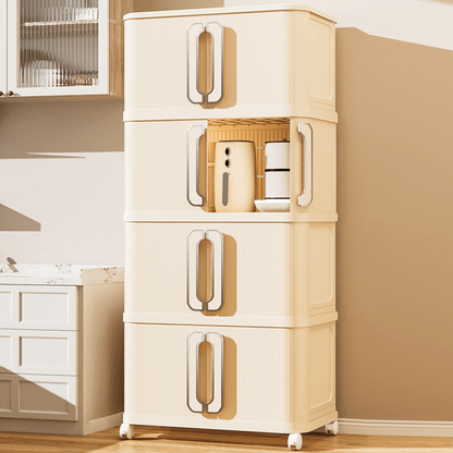Stackable Multi-Layer Storage Cabinet with Wheels