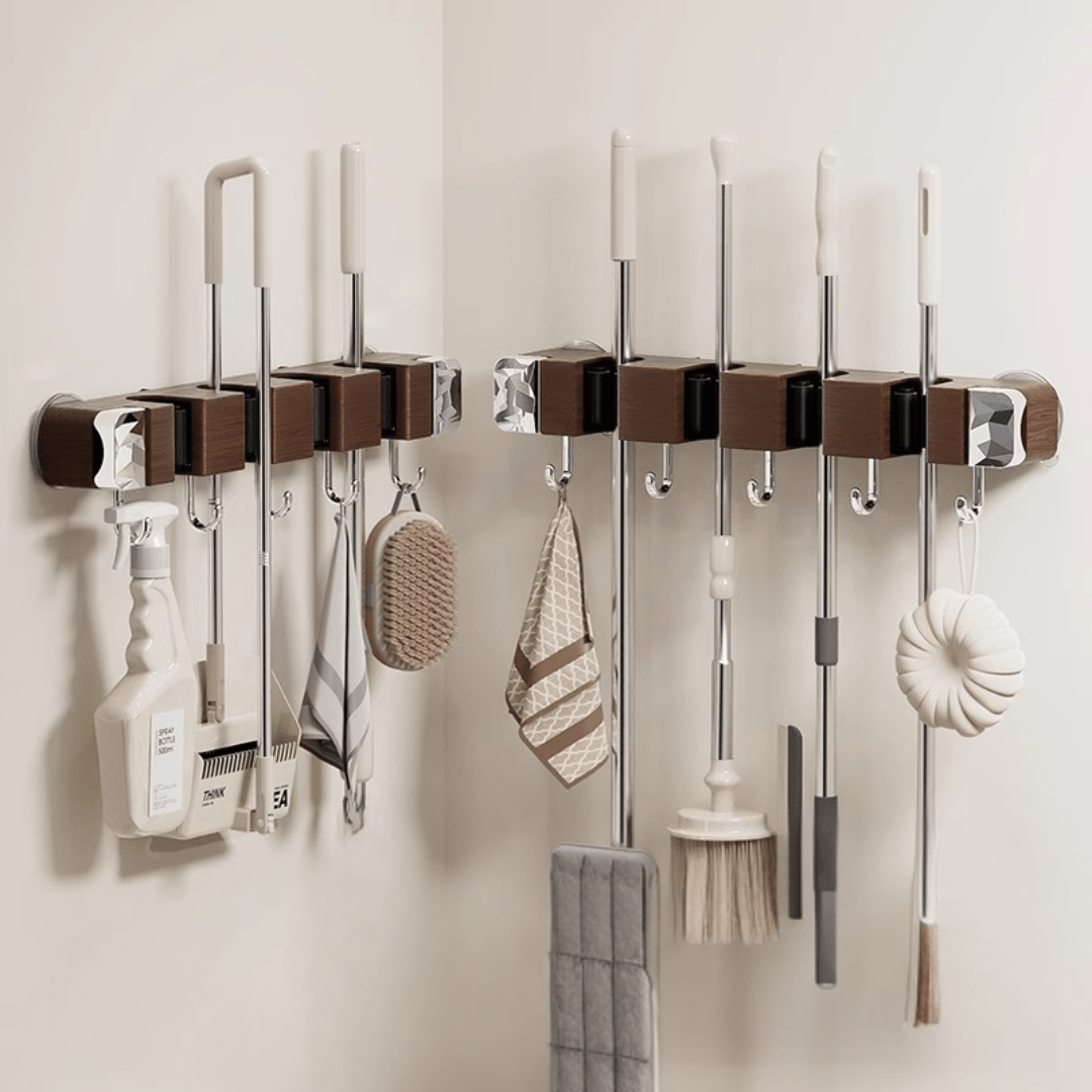 Multipurpose Wall-Mounted Storage Holder With Hooks