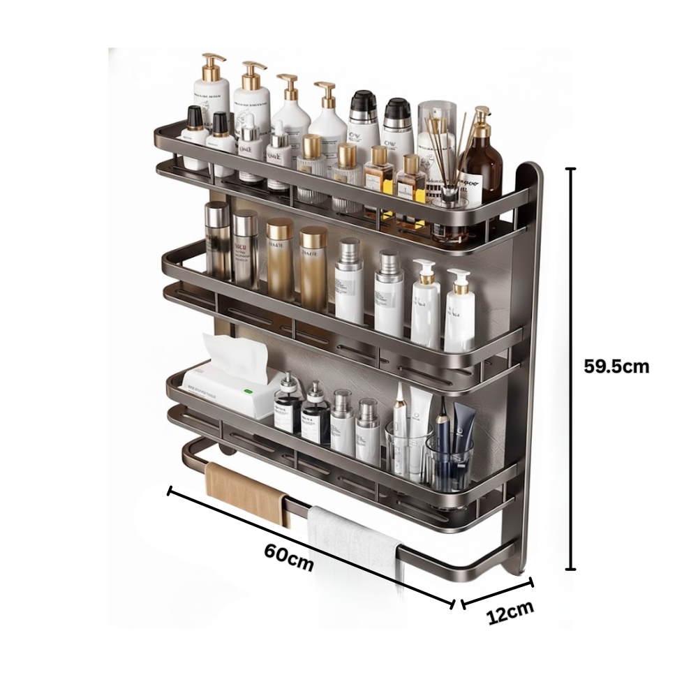 Multi-Purpose Wall-Mounted Aluminum Household Rack (60cm)