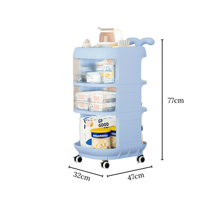 Multi-Layer Plastic Floor Storage Rack with Wheels (32cm)