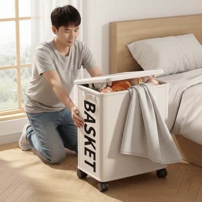 Foldable Large Capacity Storage Box with Lid & Wheels